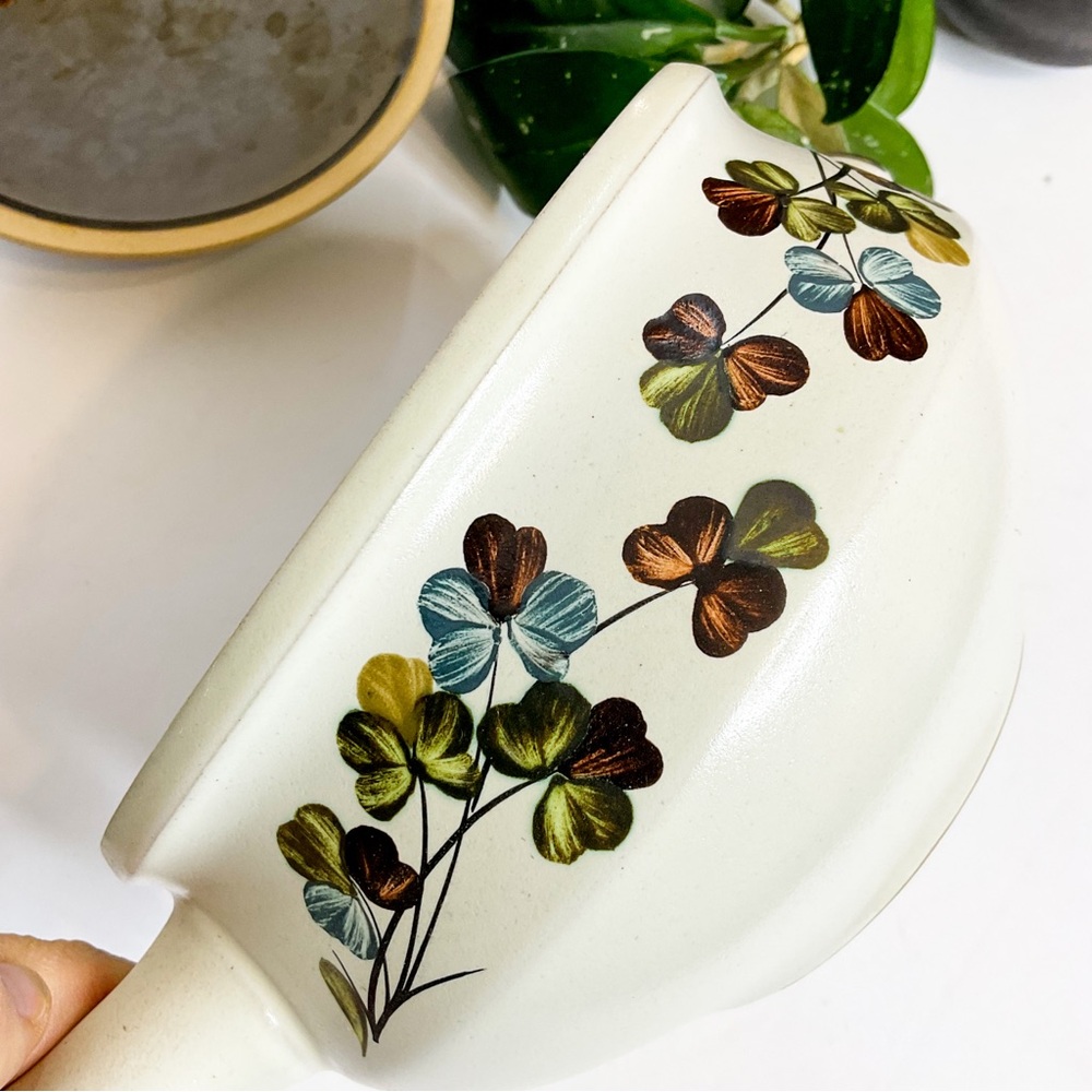 VINTAGE 70s DENBY Irish Shamrock Floral Ceramic Teapot with Lid